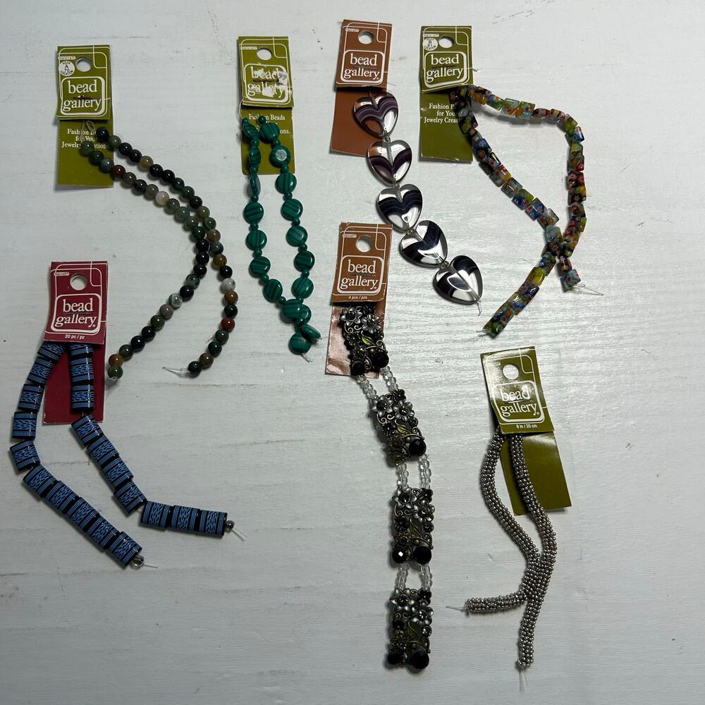 Bead Gallery Millefiori Jasper Bead Lot NOS 7 Cards Mixed